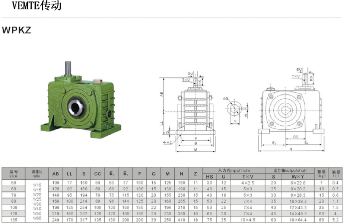 WPKZ減速機安裝尺寸圖紙